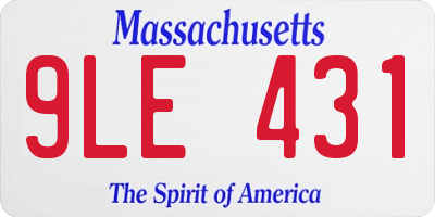 MA license plate 9LE431