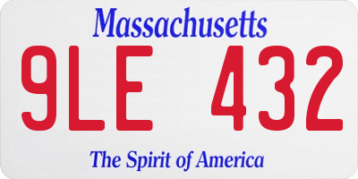 MA license plate 9LE432