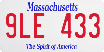 MA license plate 9LE433