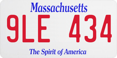 MA license plate 9LE434