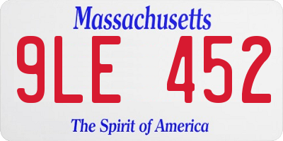 MA license plate 9LE452