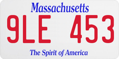 MA license plate 9LE453