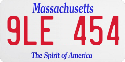 MA license plate 9LE454