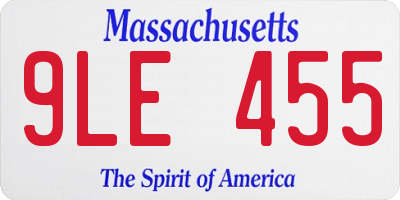 MA license plate 9LE455