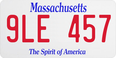 MA license plate 9LE457