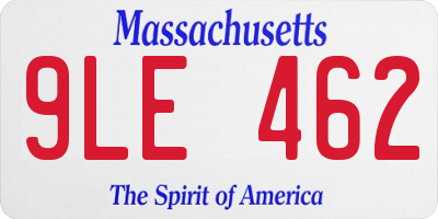 MA license plate 9LE462