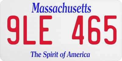 MA license plate 9LE465