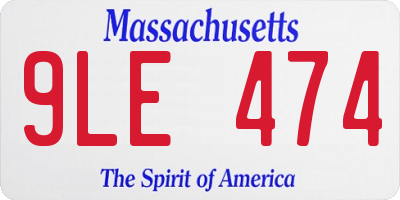 MA license plate 9LE474