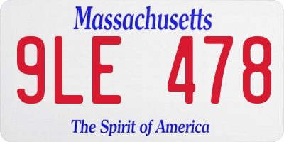 MA license plate 9LE478