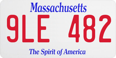 MA license plate 9LE482
