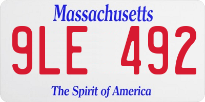 MA license plate 9LE492