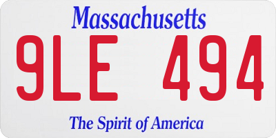 MA license plate 9LE494