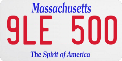 MA license plate 9LE500