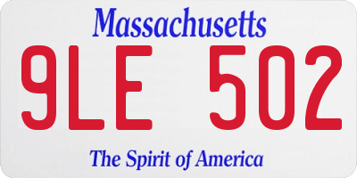 MA license plate 9LE502