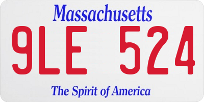 MA license plate 9LE524