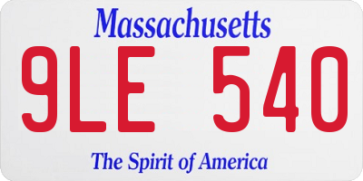 MA license plate 9LE540