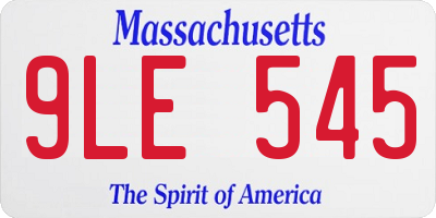 MA license plate 9LE545