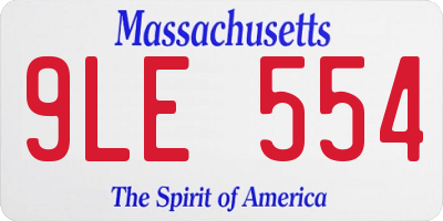 MA license plate 9LE554