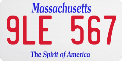 MA license plate 9LE567