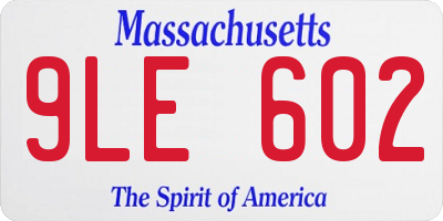 MA license plate 9LE602