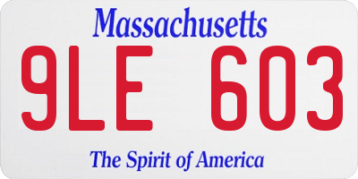 MA license plate 9LE603