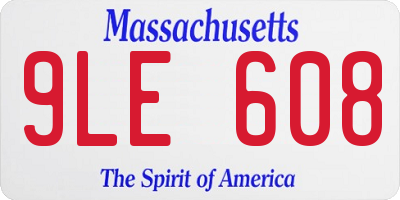 MA license plate 9LE608
