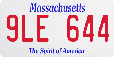 MA license plate 9LE644