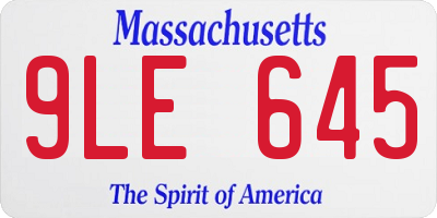 MA license plate 9LE645