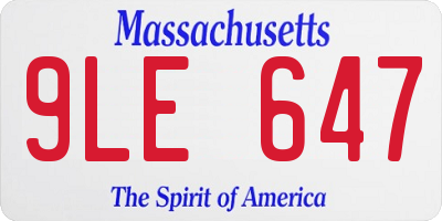 MA license plate 9LE647