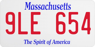 MA license plate 9LE654
