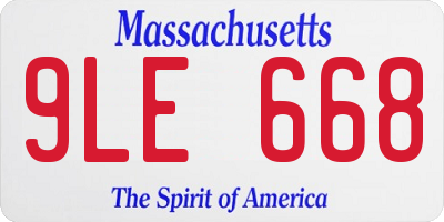 MA license plate 9LE668
