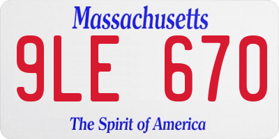 MA license plate 9LE670