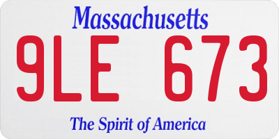 MA license plate 9LE673