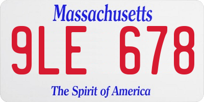 MA license plate 9LE678