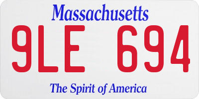MA license plate 9LE694