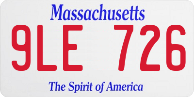 MA license plate 9LE726