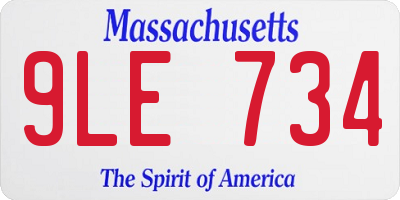 MA license plate 9LE734