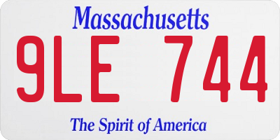 MA license plate 9LE744