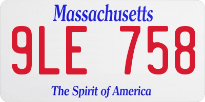 MA license plate 9LE758