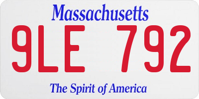 MA license plate 9LE792