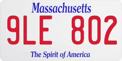MA license plate 9LE802