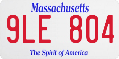 MA license plate 9LE804