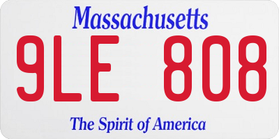 MA license plate 9LE808