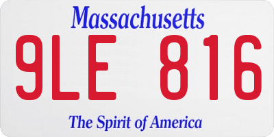 MA license plate 9LE816