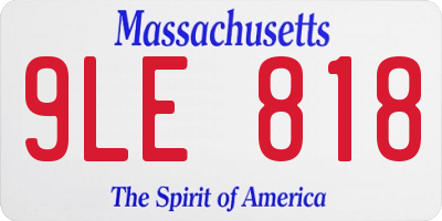 MA license plate 9LE818
