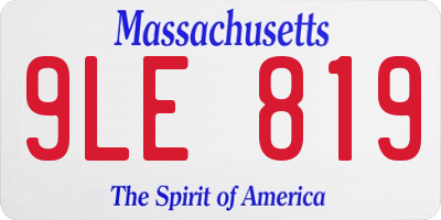 MA license plate 9LE819