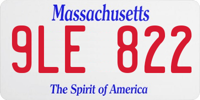 MA license plate 9LE822