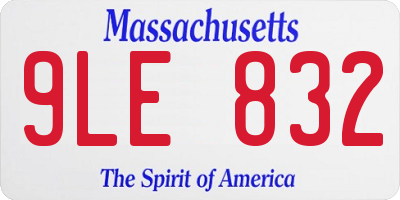 MA license plate 9LE832