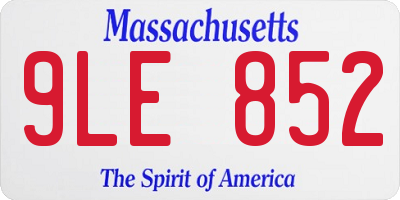 MA license plate 9LE852