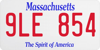 MA license plate 9LE854
